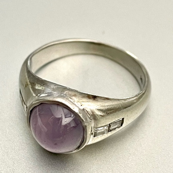 18k White Gold Star Sapphire Ring - Picture 4 of 14